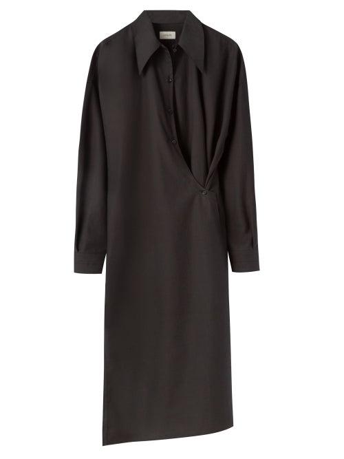 Lemaire - Poplin Midi Wrap Dress - Womens - Black