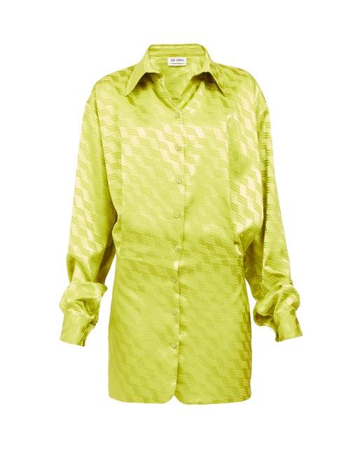 Matchesfashion.com The Attico - Satin Mini Shirt Dress - Womens - Green