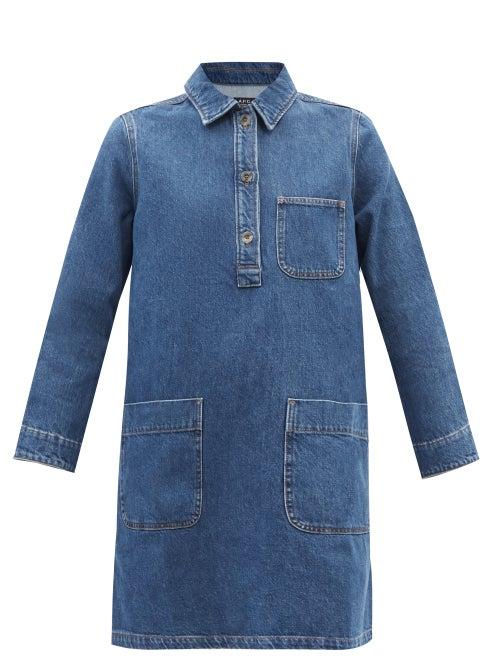 Ladies Rtw A.p.c. - Aurelia Denim Mini Shirt Dress - Womens - Mid Denim