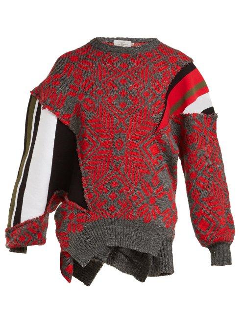 Matchesfashion.com Preen By Thornton Bregazzi - Vera Patchwork Wool Blend Sweater - Womens - Black Red
