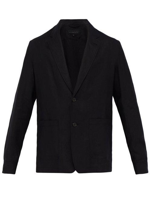 Matchesfashion.com Ann Demeulemeester - Lightweight Single Breasted Linen Blazer - Mens - Black