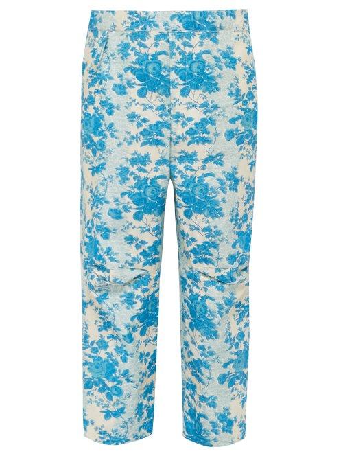 Matchesfashion.com By Walid - Jude Floral Print Cotton Trousers - Mens - Blue White