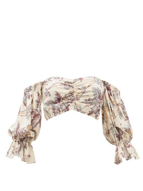 Matchesfashion.com Sir - Avery Floral Print Off The Shoulder Top - Womens - Multi