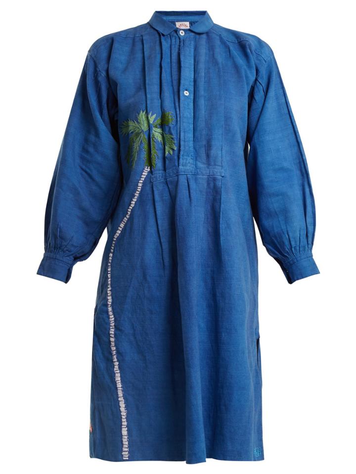 Kilometre Paris Fisher Island Embroidered Linen Shirtdress