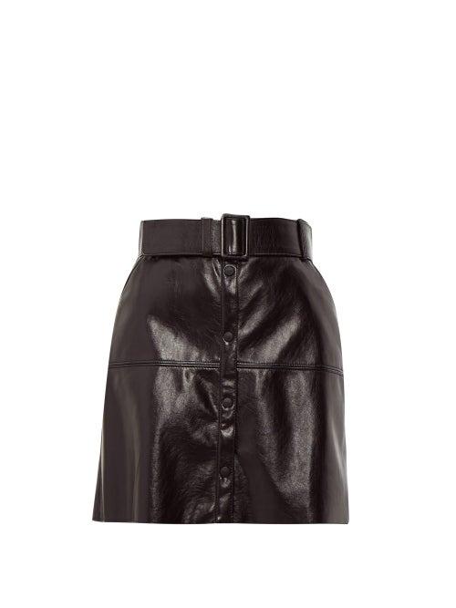 Matchesfashion.com Msgm - Belted Faux Leather Mini Skirt - Womens - Black