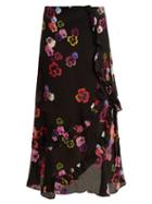 Matchesfashion.com Preen Line - Hattie Pansy Print Crepe Skirt - Womens - Black Multi