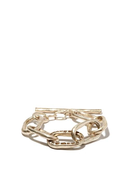 Matchesfashion.com Parts Of Four - Roman Raw-diamond Sterling-silver Bracelet - Mens - Silver