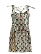 Chopova Lowena - Curl Flocked Striped Taffeta Dress - Womens - Blue Multi