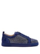 Matchesfashion.com Christian Louboutin - Louis Strass Embellished Low Top Leather Trainers - Mens - Blue