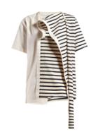 Matchesfashion.com Jw Anderson - Striped Panelled T Shirt - Womens - White Black
