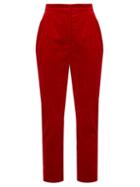 Matchesfashion.com Dolce & Gabbana - High Rise Velvet Trousers - Womens - Red