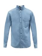 Isabel Marant - Lako P Embroidered-logo Washed-denim Shirt - Mens - Blue