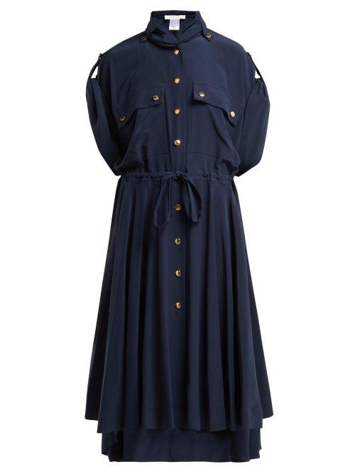 Matchesfashion.com Chlo - Tie Waist Crepe Midi Dress - Womens - Navy
