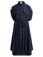 Matchesfashion.com Chlo - Tie Waist Crepe Midi Dress - Womens - Navy