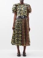 Chopova Lowena - Octo Flocked-poplin Belted Carabiner Dress - Womens - Multi