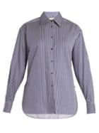 Matchesfashion.com Khaite - Maria Striped Cotton Shirt - Womens - Blue White