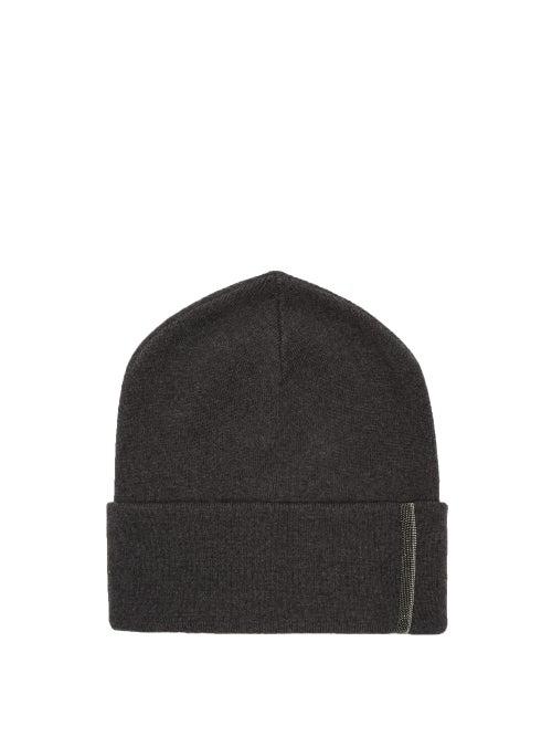 Matchesfashion.com Brunello Cucinelli - Beaded Cashmere Beanie - Womens - Black