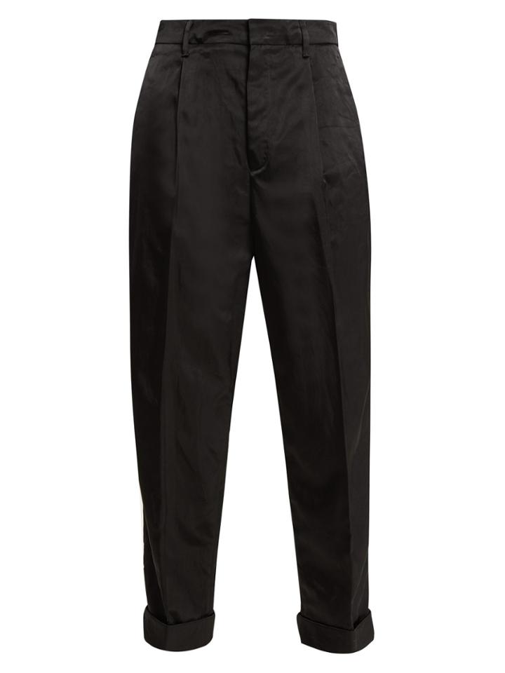 Prada High-rise Paperbag-waist Satin Trousers