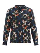 Matchesfashion.com Acne Studios - Simon Floral-print Polka-dot Poplin Shirt - Mens - Navy