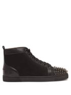 Christian Louboutin - Lou Spikes Canvas And Leather High-top Trainers - Mens - Black