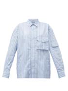Matchesfashion.com Martine Rose - Shock Cord Striped Cotton Shirt - Womens - Blue