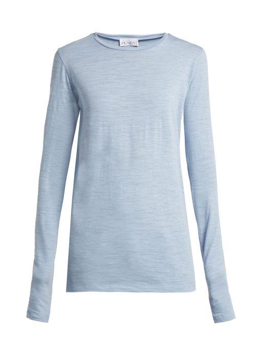 Matchesfashion.com Raey - Long Sleeved Slubby Cotton Jersey T Shirt - Womens - Blue
