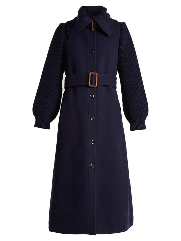 Chloé Contrast-sleeve Wool-blend Coat