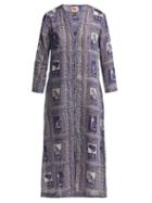 Matchesfashion.com Le Sirenuse, Positano - Vanessa Postcard Print Dress - Womens - Dark Blue