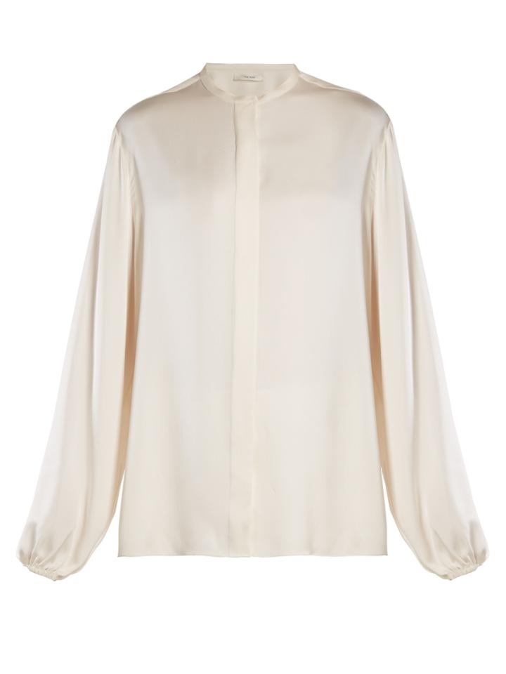 The Row Maura Stand-collar Satin Blouse