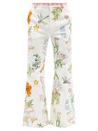 Casablanca - Floral-print Flared-leg Jeans - Mens - Green Multi