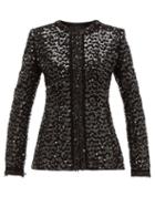 Matchesfashion.com Andrew Gn - Collarless Sequinned Boucl Jacket - Womens - Black