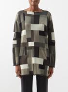 Eskandar - Patchwork Cashmere Sweater - Womens - Olive