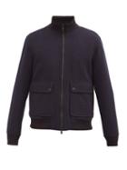 Matchesfashion.com Oliver Spencer - High-neck Wool-blend Bomber Jacket - Mens - Navy