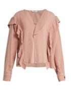 Matchesfashion.com Isabel Marant Toile - Wally Long Sleeved Ruffle Trimmed Top - Womens - Light Pink