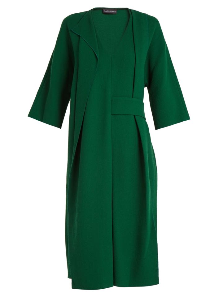 Carl Kapp Asymmetric V-neck Wool-crepe Dress
