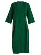 Carl Kapp Asymmetric V-neck Wool-crepe Dress