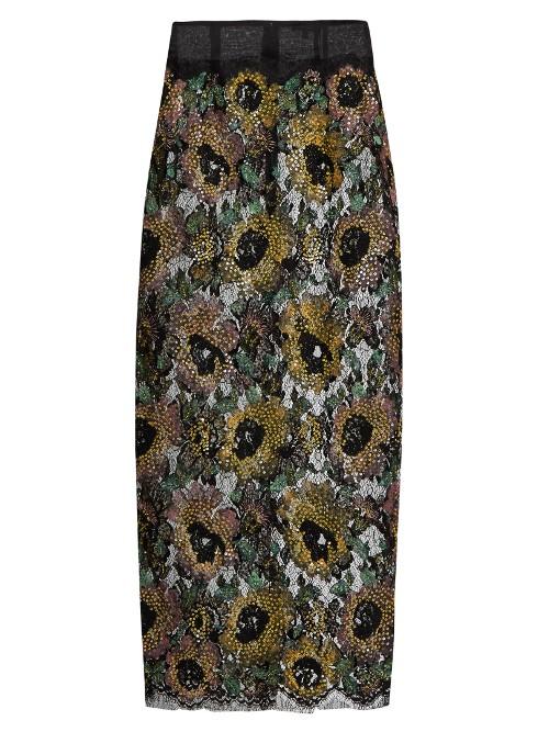 Sophie Theallet Mari Sequin-embellished Embroidered-lace Skirt
