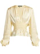 Matchesfashion.com Alexachung - Evening Smocked Satin Top - Womens - Pale Yellow
