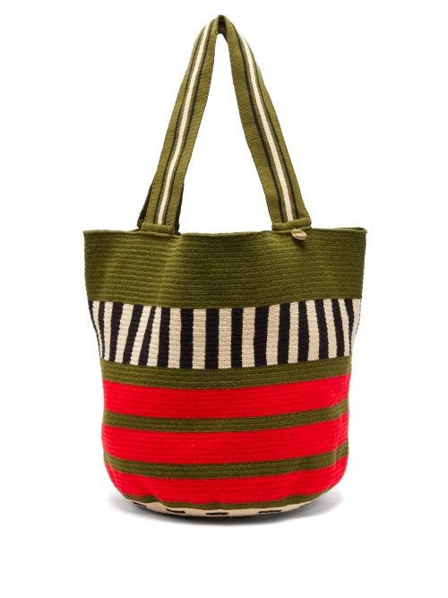 Matchesfashion.com Guanabana - Stripe Woven Tote Bag - Mens - Green Multi
