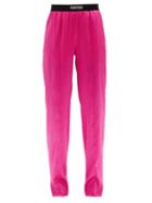 Tom Ford - Logo-waistband Silk-blend Trousers - Womens - Pink