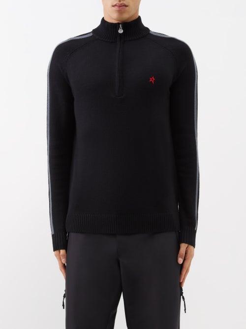 Perfect Moment - La Tour Iv Merino Wool Half-zip Sweater - Mens - Black