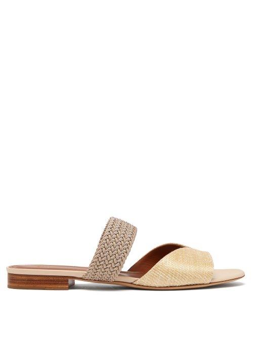 Matchesfashion.com Malone Souliers - Rodena Woven Raffia And Canvas Slides - Womens - Cream
