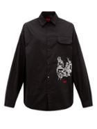 Matchesfashion.com 424 - American Psycho-embroidered Cotton-poplin Shirt - Mens - Black