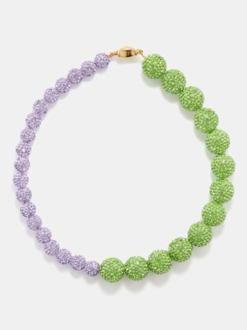 Timeless Pearly - Two-tone Crystal-bead Short Necklace - Womens - Green Multi