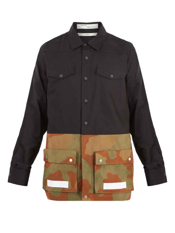 Off-white Contrast-panel Cotton Shirt