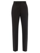 Ladies Rtw Victoria Beckham - High-rise Wool-blend Twill Slim-leg Trousers - Womens - Black