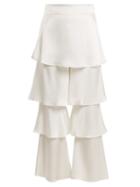 Matchesfashion.com Osman - Felix Tiered Satin Trousers - Womens - White