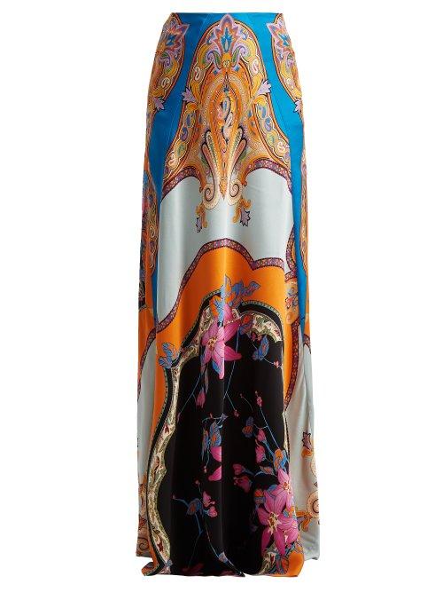 Matchesfashion.com Etro - Milano Crepe High Rise Maxi Skirt - Womens - Blue Multi