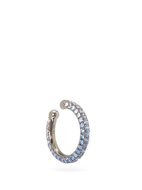 Matchesfashion.com Lynn Ban - Orbital Sapphire & Rhodium Plated Ear Cuff - Womens - Blue