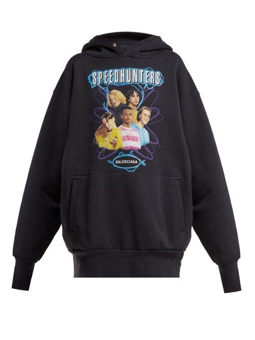 Matchesfashion.com Balenciaga - Speedhunters Logo Print Cotton Jersey Sweatshirt - Womens - Black Print